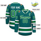 Custom Aqua Kelly Green-White Classic Style Hockey Jersey Limited