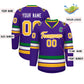 Custom Purple Gold-White Classic Style Hockey Jersey Limited