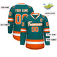 Custom Teal White-Orange Classic Style Hockey Jersey Limited
