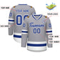 Custom Gray Royal-White Classic Style Hockey Jersey Limited