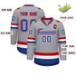 Custom Gray Royal White-Red Classic Style Hockey Jersey Limited