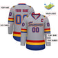 Custom Gray Royal Gold-Red Classic Style Hockey Jersey Limited
