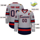 Custom Gray Navy White-Red Classic Style Hockey Jersey Limited