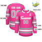 Custom Pink White Pink-Gray Classic Style Hockey Jersey Limited