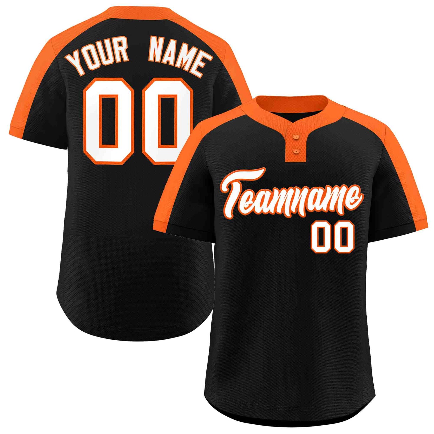 Custom Black White-Orange Classic Style Authentic Two-Button Softball Jersey