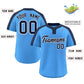 Custom Powder Blue Navy-White Classic Style Authentic Two-Button Softball Jersey Limited