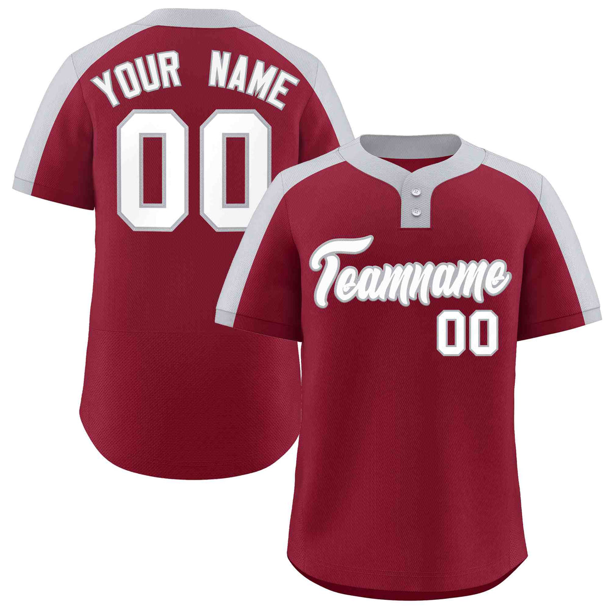 Custom Crimson White-Gray Classic Style Authentic Two-Button Softball Jersey