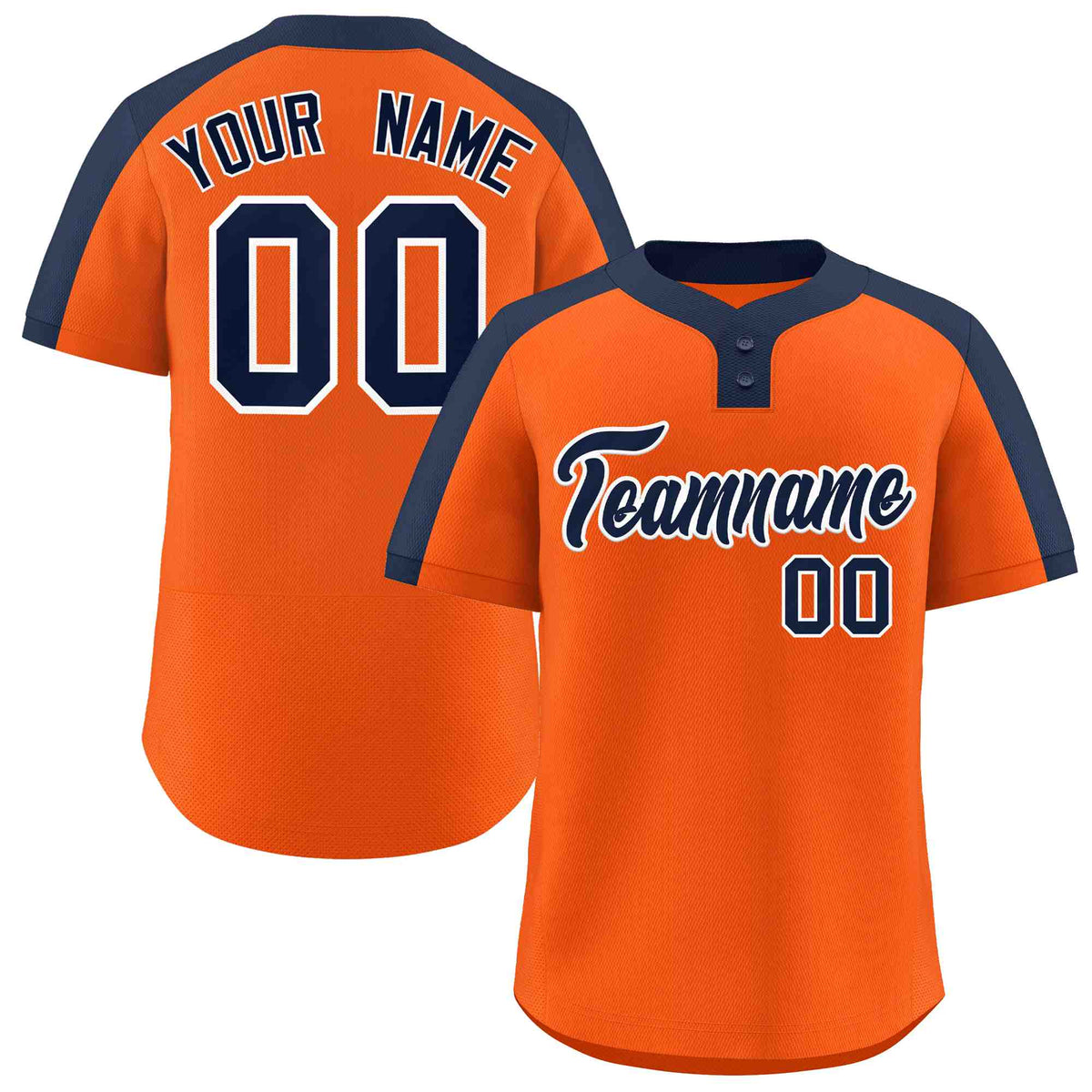 Custom Orange Navy-White Classic Style Authentic Two-Button Softball Jersey