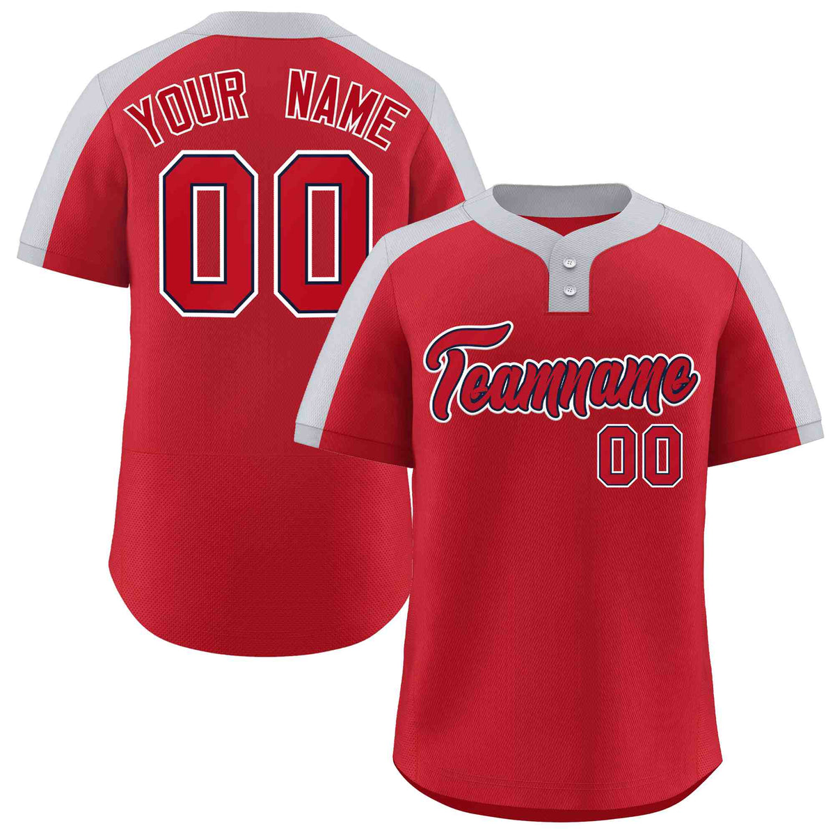 Custom Red Red-Navy Classic Style Authentic Two-Button Softball Jersey