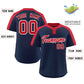 Custom Navy Red-White Classic Style Authentic Two-Button Softball Jersey Limited