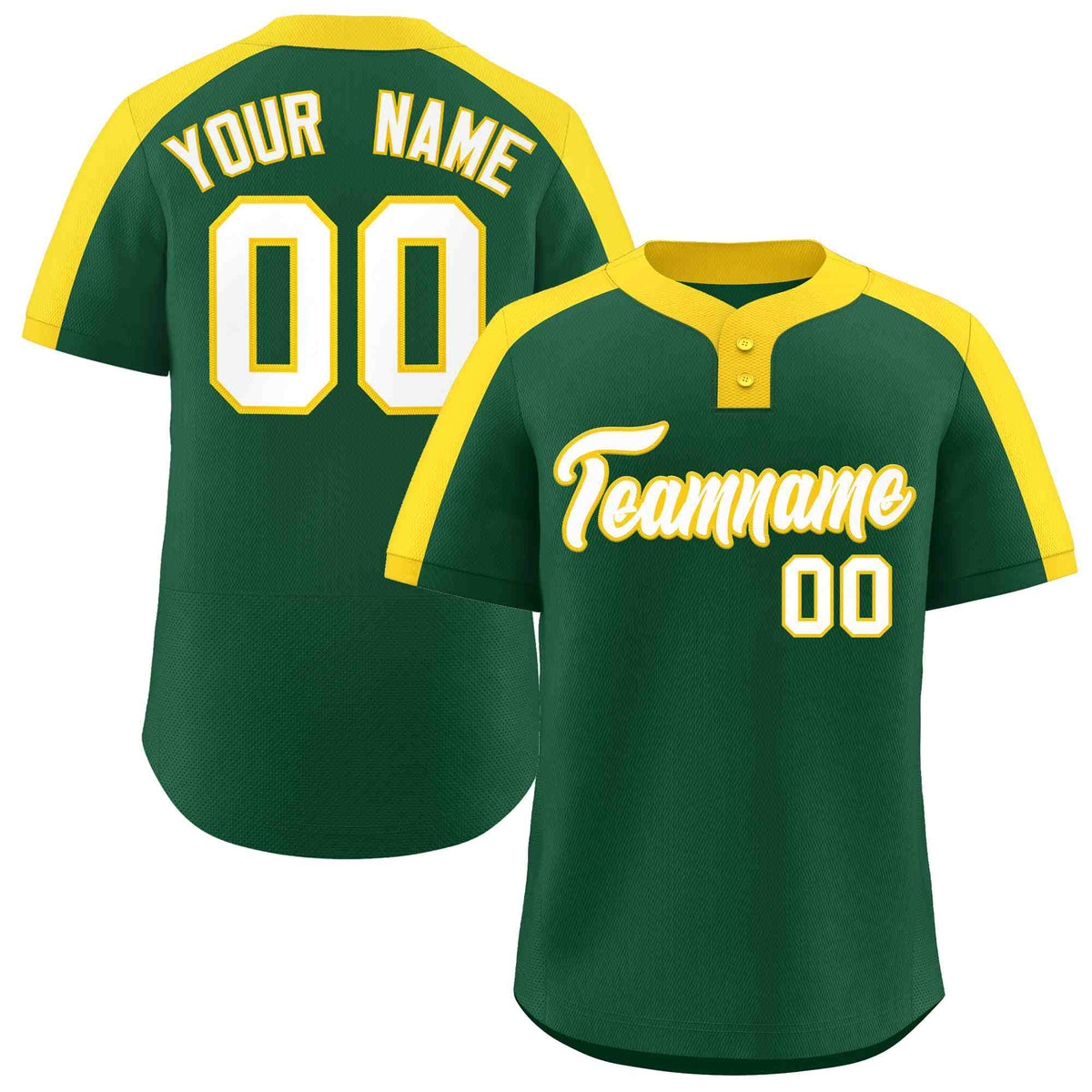 Custom Green White-Gold Classic Style Authentic Two-Button Softball Jersey