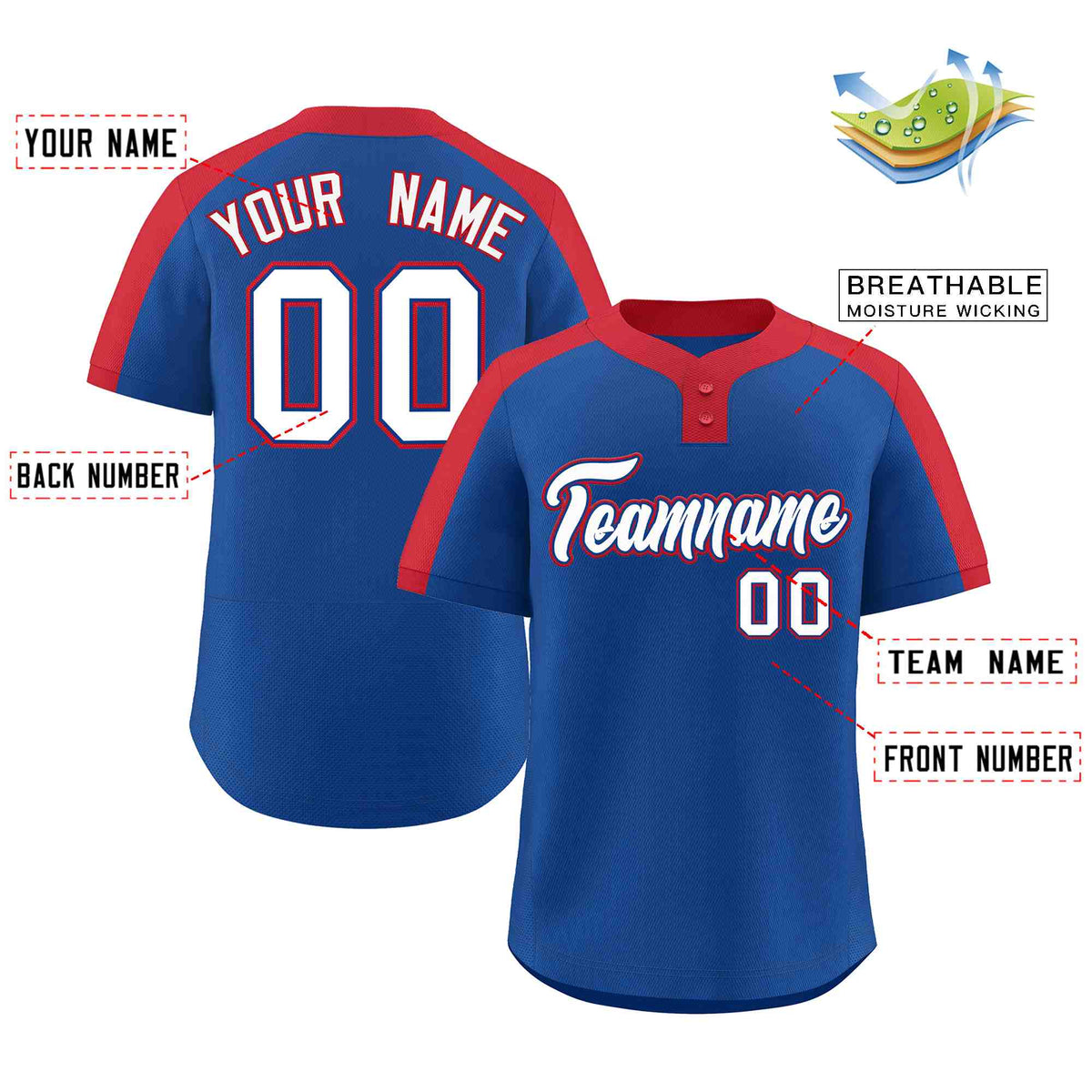 Custom Royal White-Royal Classic Style Authentic Two-Button Softball Jersey Limited