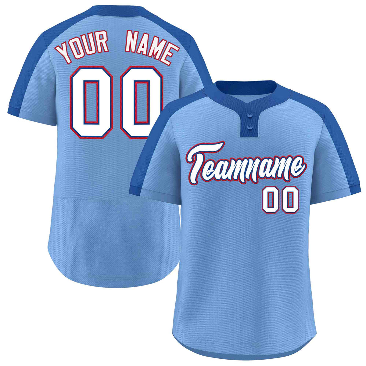 Custom Light Blue White-Royal Classic Style Authentic Two-Button Softball Jersey