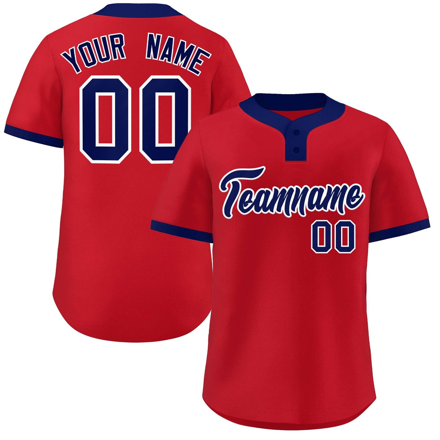 Custom Red Blue-White Classic Style Authentic Two-Button Softball Jersey