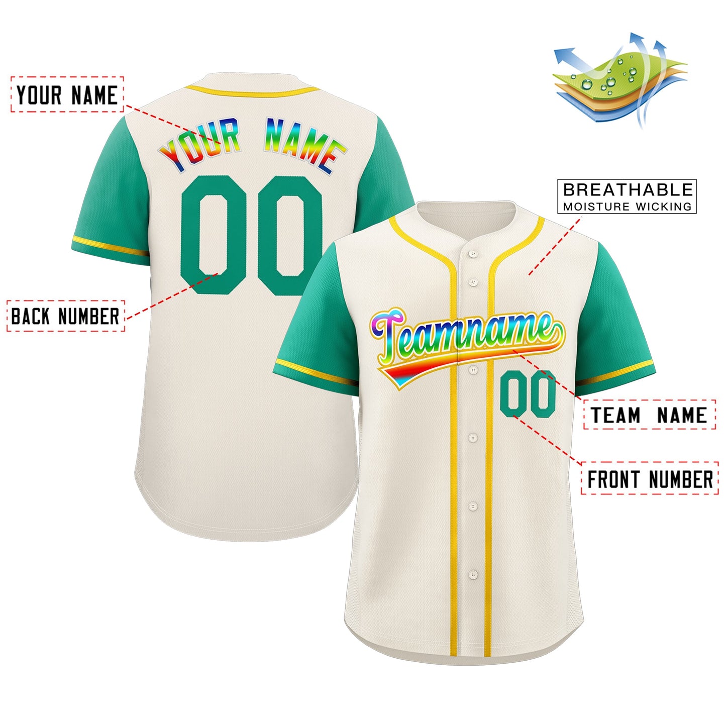 Custom Cream White-Yellow Raglan Sleeves Authentic Baseball Jersey Limited