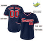 Custom Navy Red Classic Style V-Neck Authentic Pullover Baseball Jersey Limited