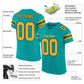 Custom Aqua Gold-Black Mesh Authentic Football Jersey Limited