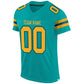 Custom Aqua Gold-Black Mesh Authentic Football Jersey Limited