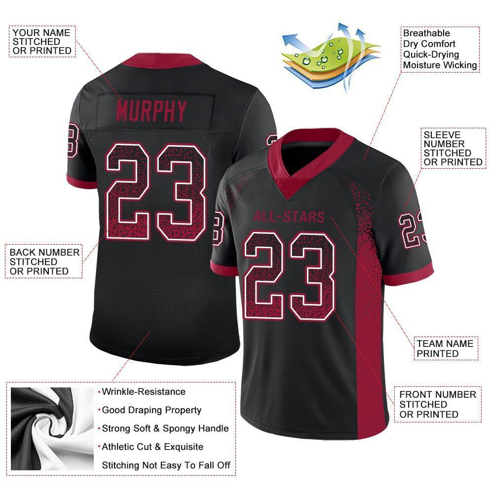 Custom Black Cardinal-White Mesh Drift Fashion Football Jersey Limited
