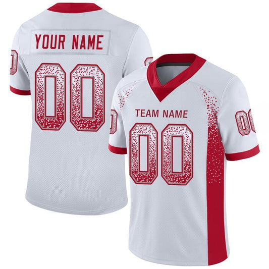 Custom White Red-Gray Mesh Drift Fashion Football Jersey Limited