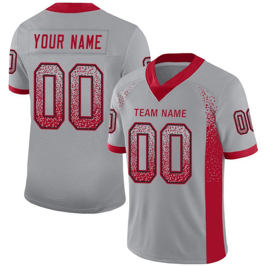 Custom Light Gray Red-Black Mesh Drift Fashion Football Jersey Limited