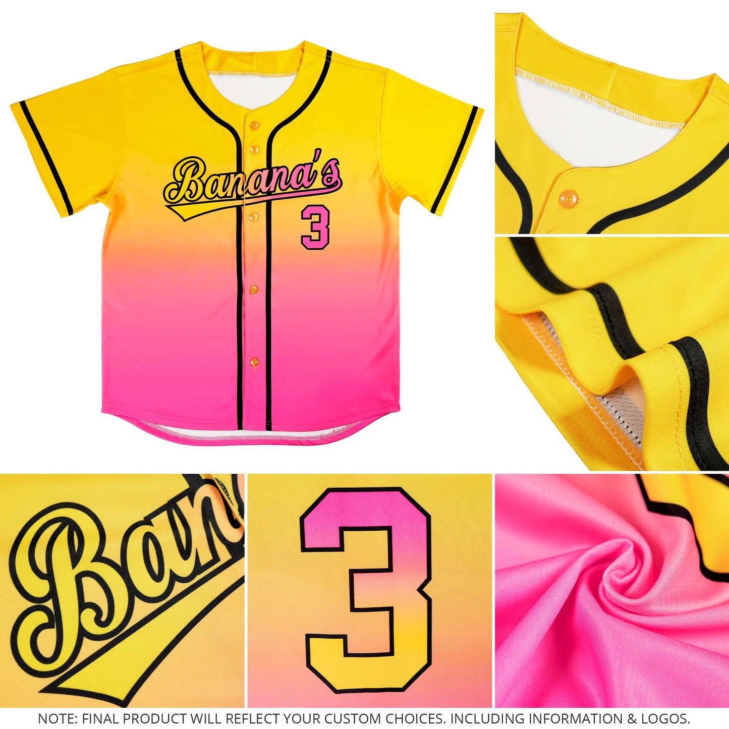 Custom Maroon Yellow Gradient Fashion Authentic Baseball Jersey Limited