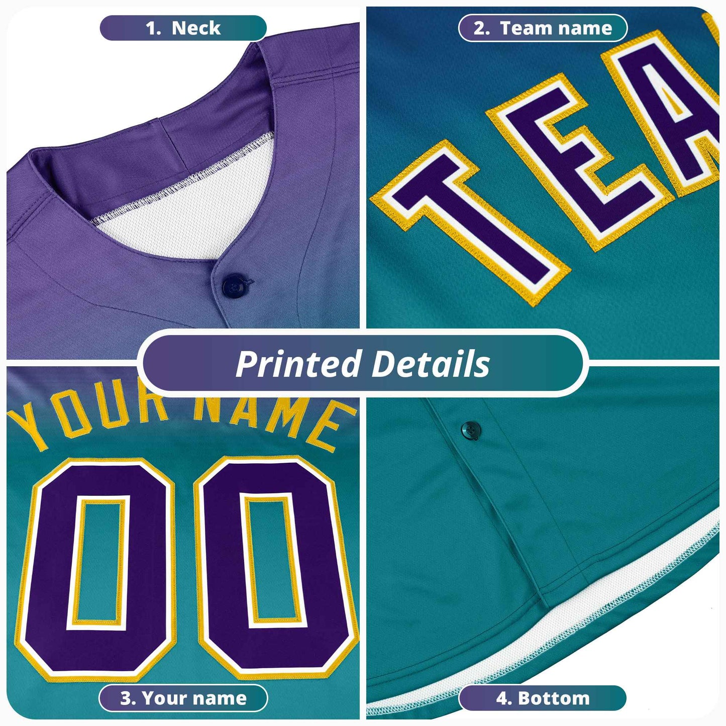Custom Gold Purple Gradient Fashion Design Authentic Baseball Jersey Limited