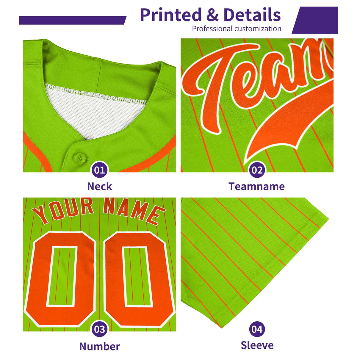 Custom Gold Purple Stripe Fashion Authentic Two-Button Softball Jersey Limited