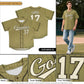 Custom Desert Yellow Olive Stripe Fashion Design Full Button Authentic Baseball Jersey Limited