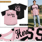 Custom Pink Powder Blue Color Block Personalized Raglan Sleeves Authentic Baseball Jersey Limited
