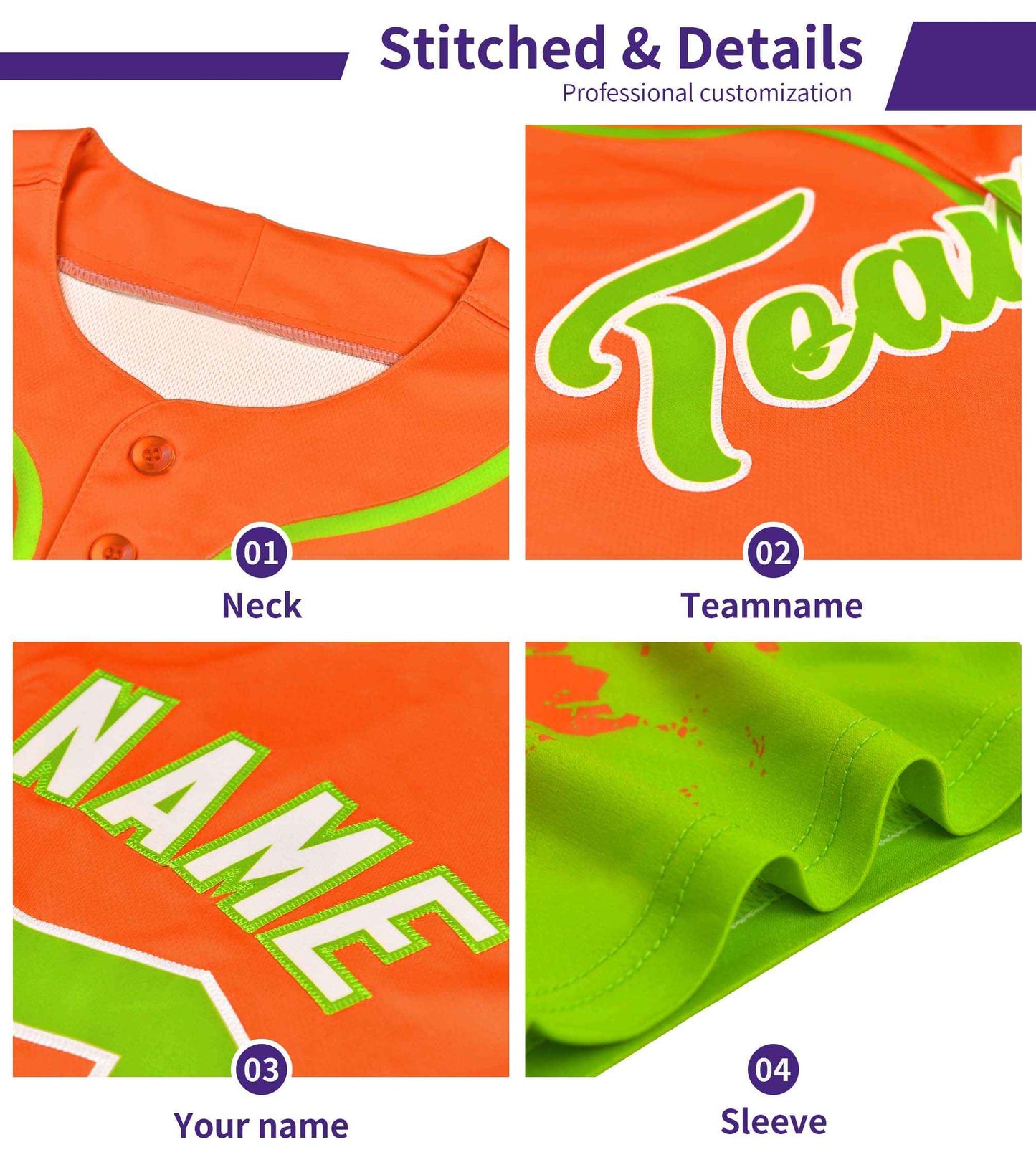 Custom Neon Green Orange Personalized Raglan Sleeves Design Authentic Baseball Jersey Limited