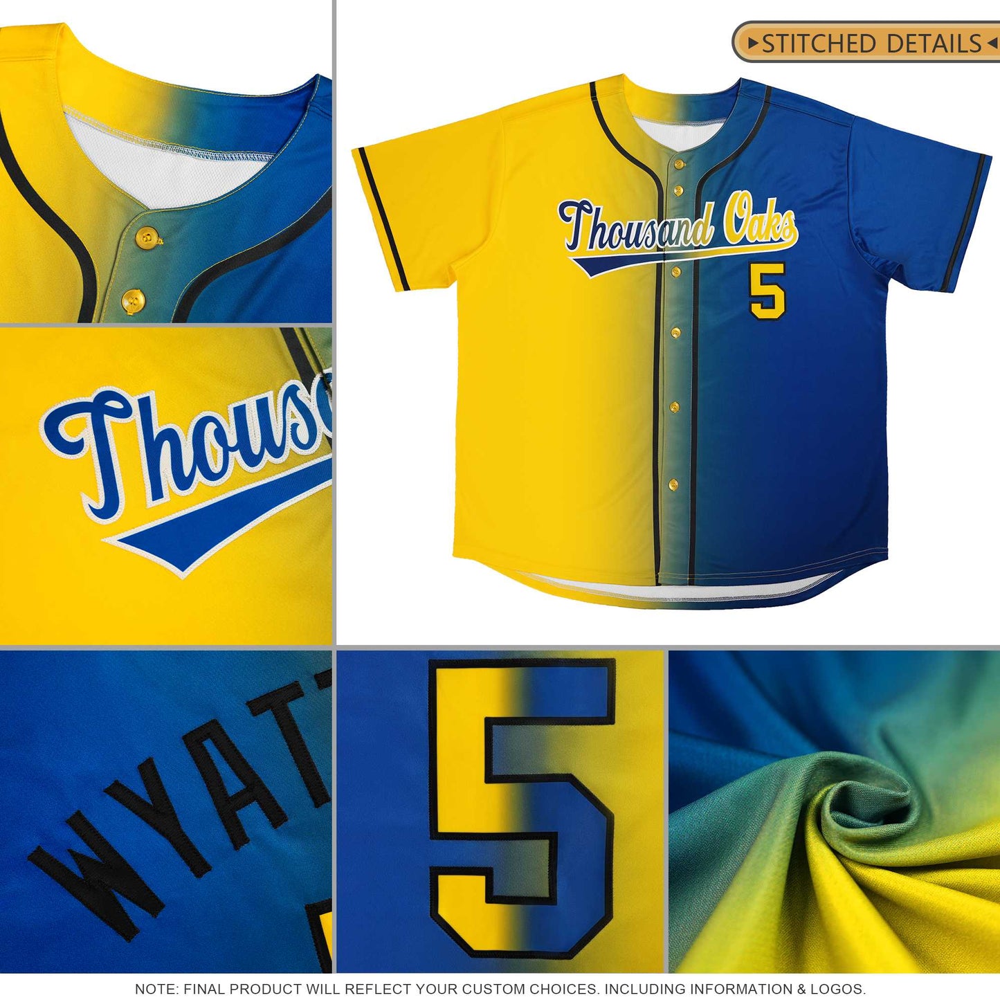Custom Yellow Maroon Two Tone Gradient Fashion Authentic Baseball Jersey Limited