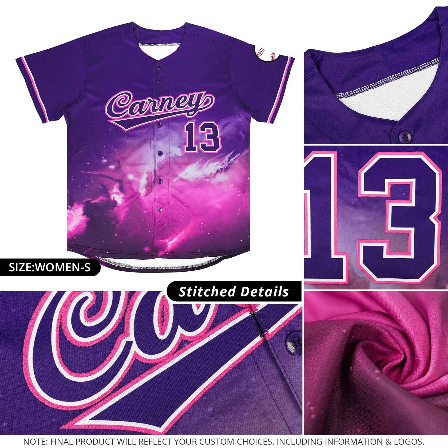 Custom Purple Personalized Starburst Pattern Authentic Baseball Jersey Limited