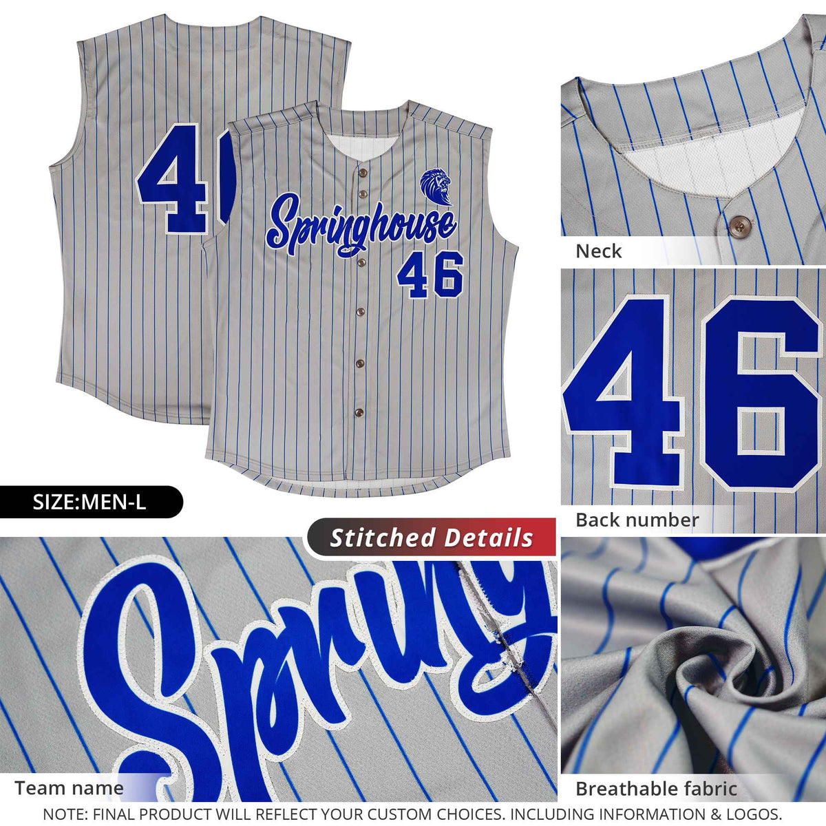 Custom Orange Royal-White Sleeveless Stripe Fashion Baseball Jersey Limited