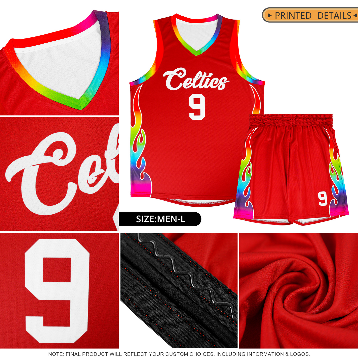 Custom Olive Side Flame Pattern Fashion Sports Uniform Basketball Jersey Limited