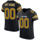 Custom Black Old Gold-White Mesh Authentic Football Jersey Limited