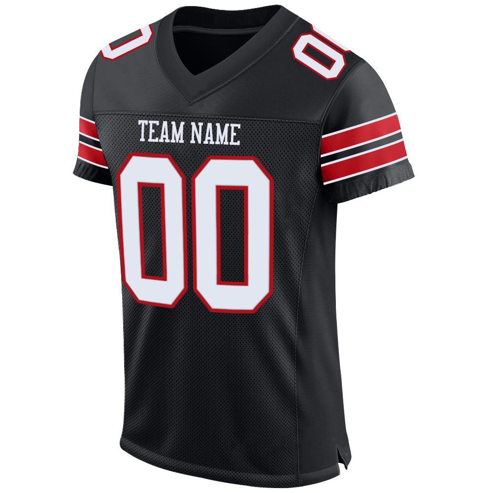 Custom Black White-Red Mesh Authentic Football Jersey Limited