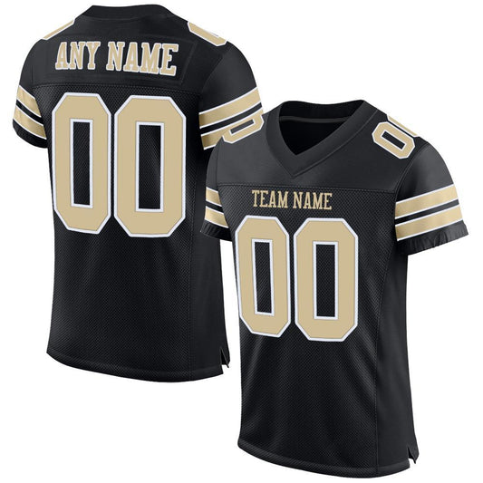 Custom Black Vegas Gold-White Mesh Authentic Football Jersey Limited