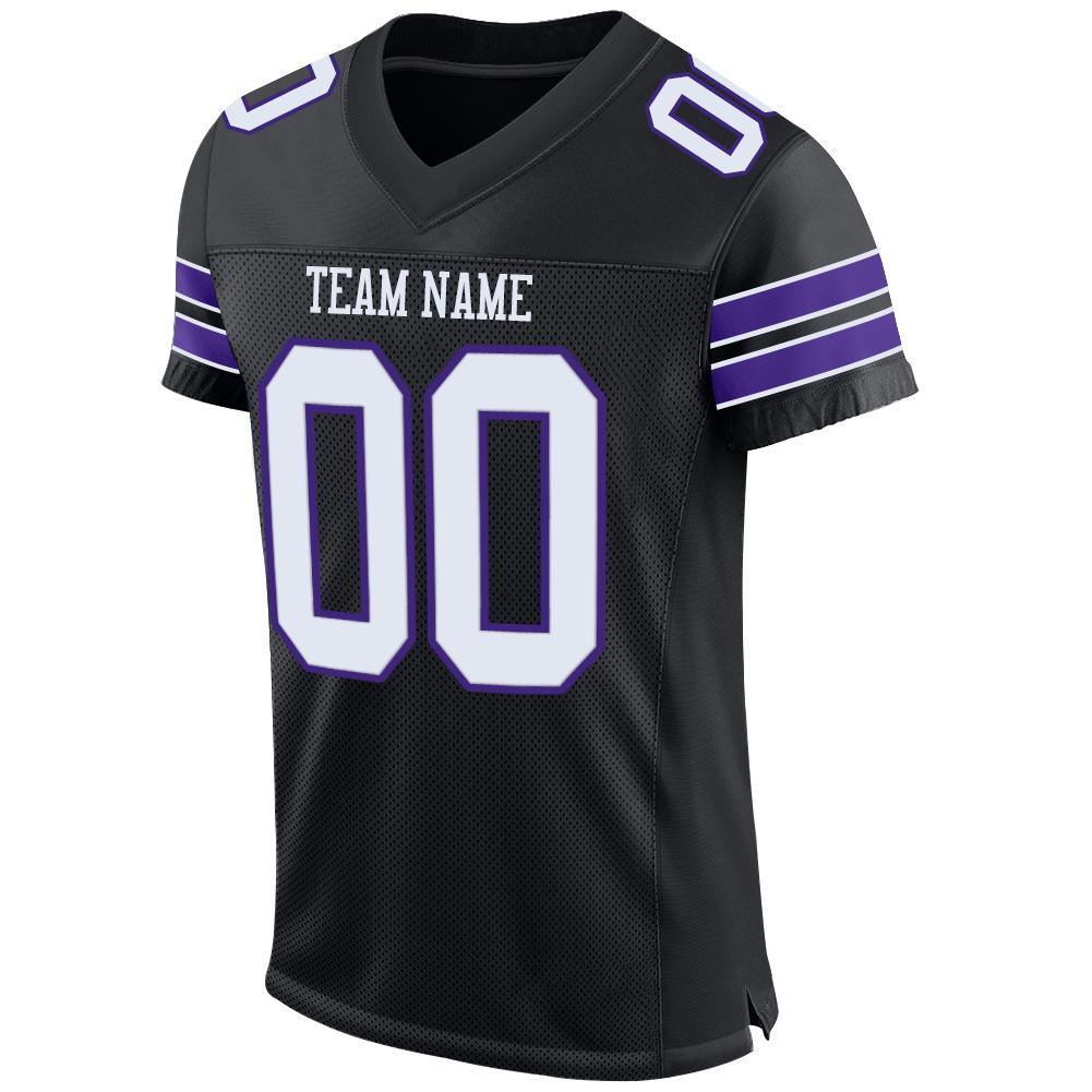 Custom Black White-Purple Mesh Authentic Football Jersey Limited