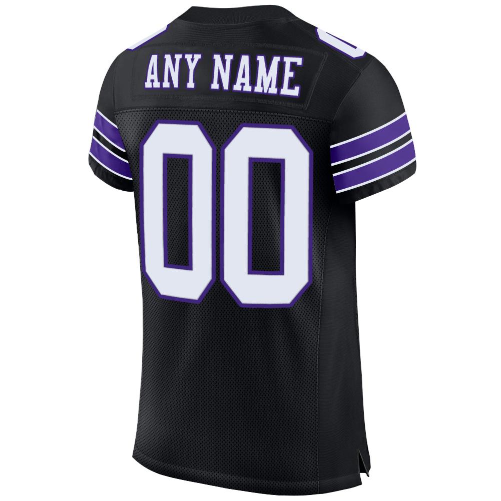 Custom Black White-Purple Mesh Authentic Football Jersey Limited