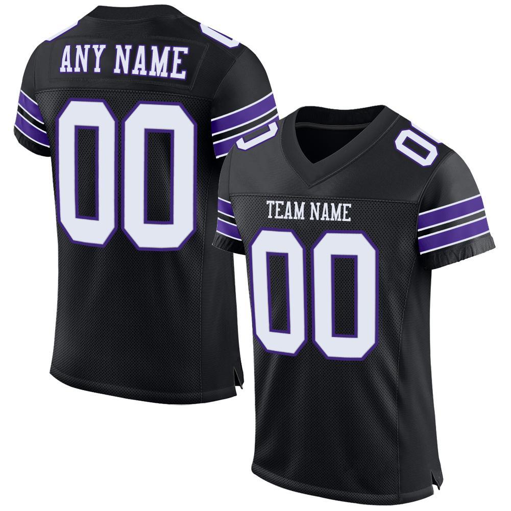 Custom Black White-Purple Mesh Authentic Football Jersey Limited