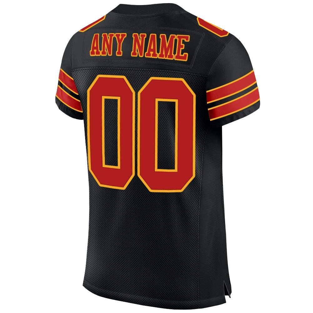 Custom Black Scarlet-Gold Mesh Authentic Football Jersey Limited