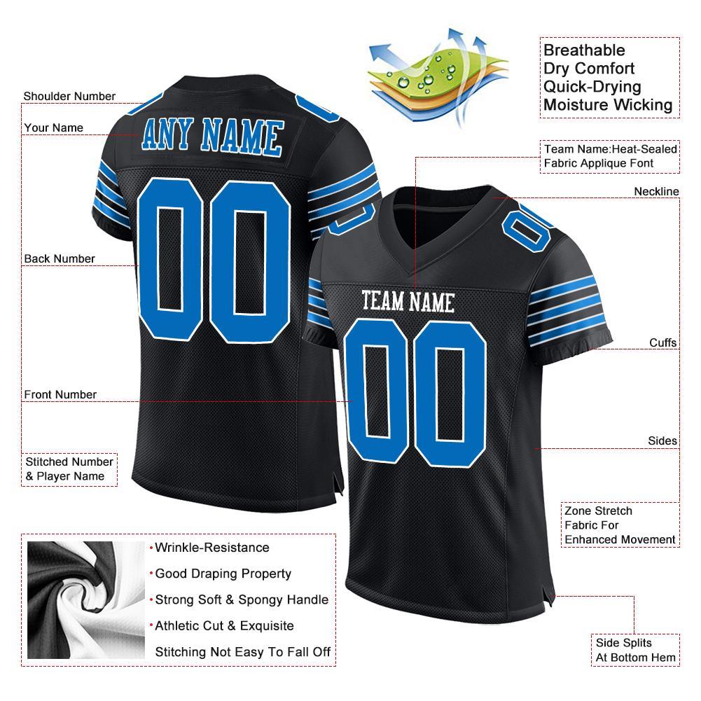 Custom Black Panther Blue-White Mesh Authentic Football Jersey Limited