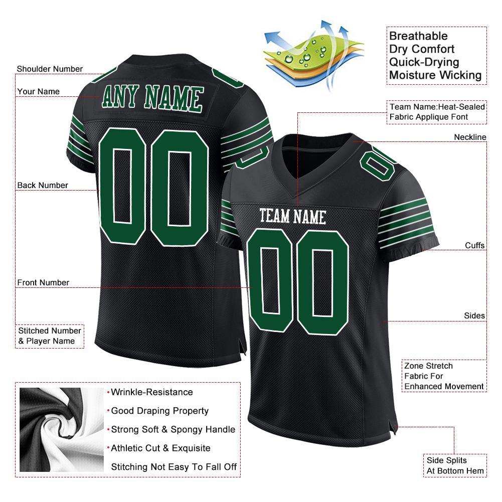 Custom Black Gotham Green-White Mesh Authentic Football Jersey Limited