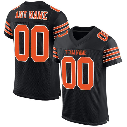 Custom Black Orange-White Mesh Authentic Football Jersey Limited