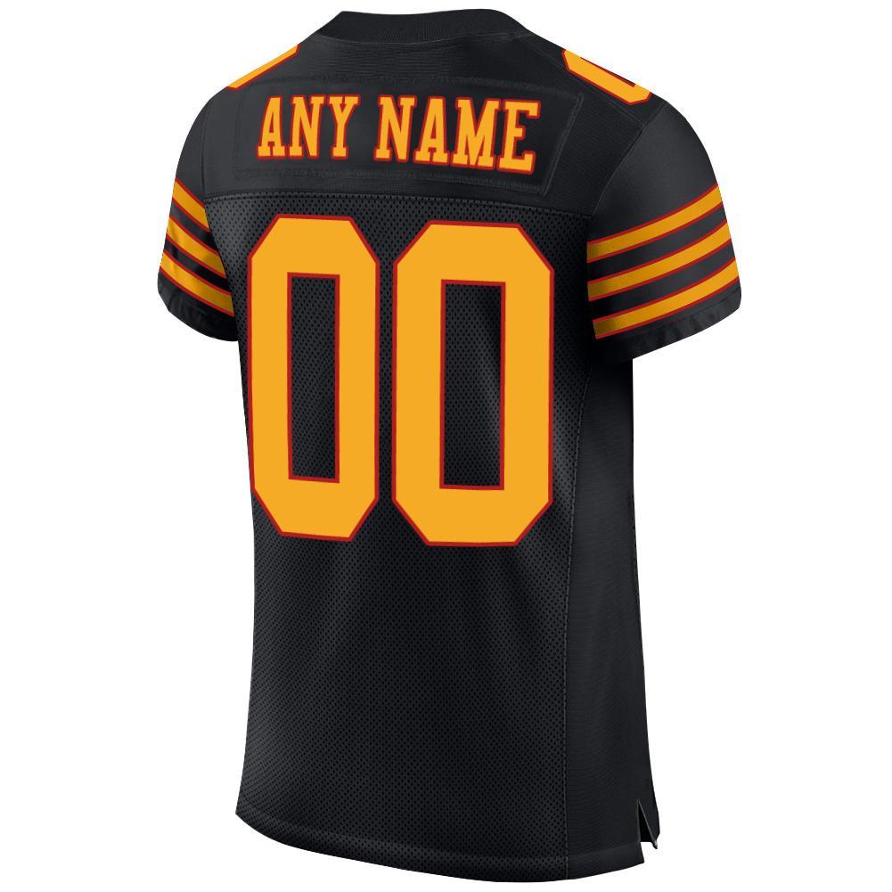 Custom Black Gold-Scarlet Mesh Authentic Football Jersey Limited