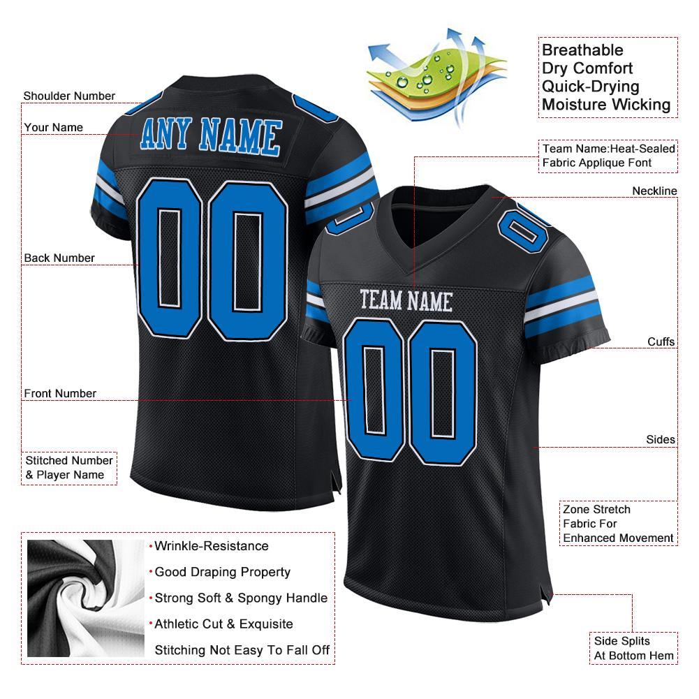 Custom Black Panther Blue-White Mesh Authentic Football Jersey Limited