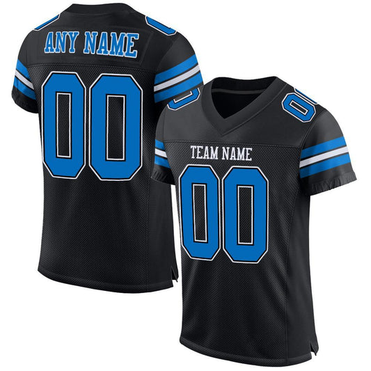 Custom Black Panther Blue-White Mesh Authentic Football Jersey Limited
