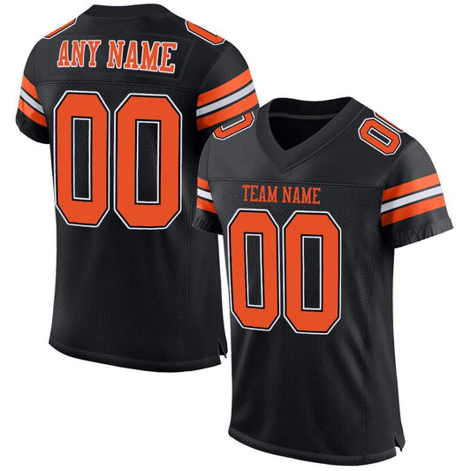 Custom Black Orange-White Mesh Authentic Football Jersey Limited