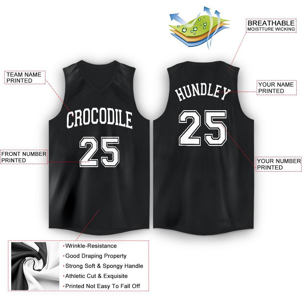 Custom Black White V-Neck Basketball Jersey Limited